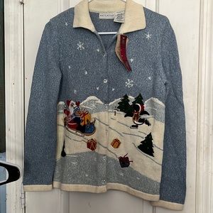 White Stag blue Christmas sweater, size Small. NWT